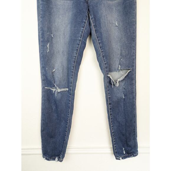 Kancan Denim Jeans High Waisted Ankle Skinny Distressed Boho Blue Size 27 - Picture 3 of 12